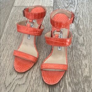 Manolo Blahnik Orange Croc-Embossed Heels